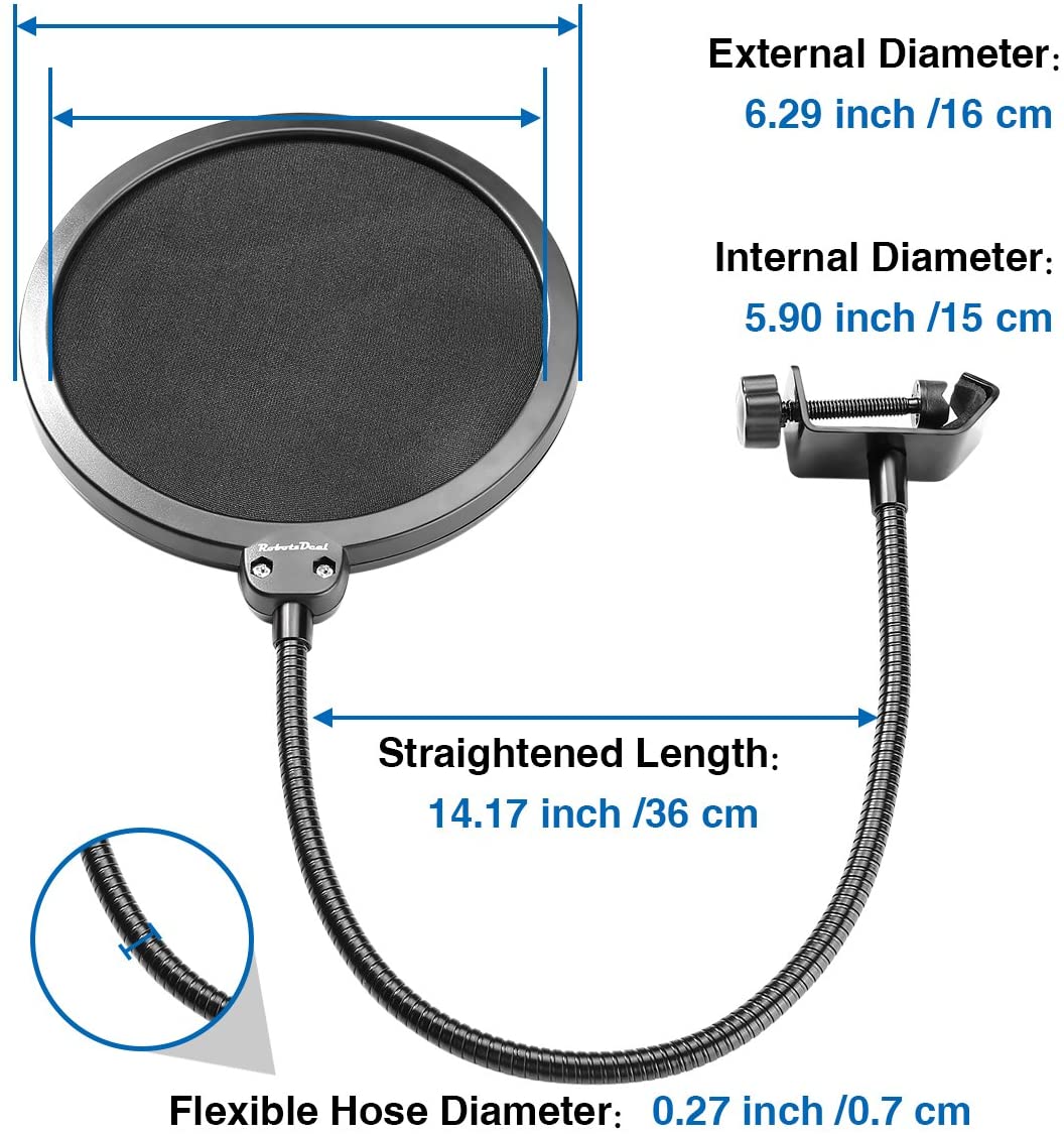 Filtre anti-pop et anti-vent pivotant pour micros – Avec