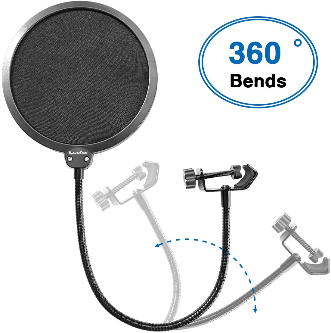 Etour – filtre anti-Pop pour Microphone Blue Yeti, pinces à col de