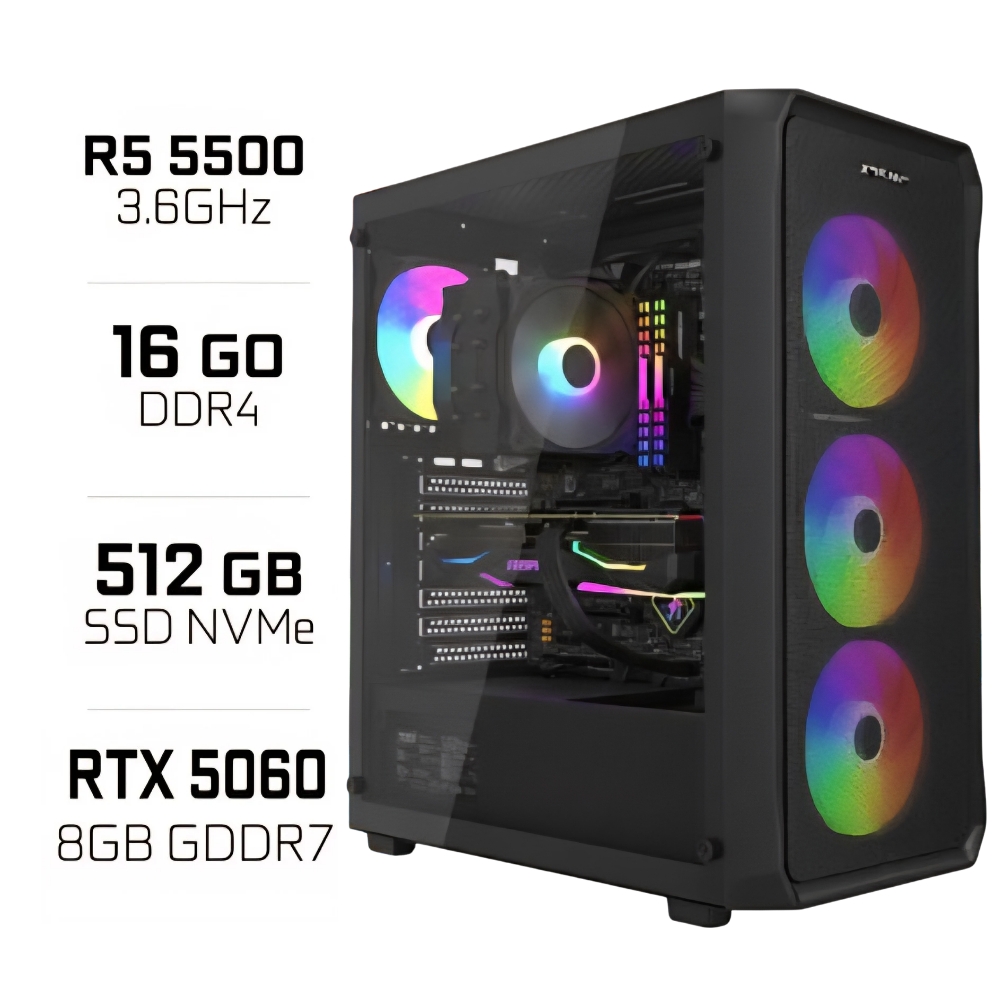 PC Gamer Ryzen 5 5600/16GB/512GB SSD/RTX5060Ti 8GB