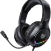 Onikuma X31 Casque Gaming Filaire USB + Jack 3,5 mm avec Haut-Parleurs 50mm, Éclairage RGB