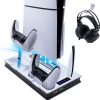 PS5 Support Ventilateur de Refroidissement, Double Chargeur Manette avec Indicateur LED, 3 Port Usb