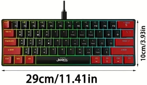 For JEDEL KL69 60% Mechanical Gaming Keyboard (Arabic/English) – Rainbow LED Backlit – 61 Keys Key – Blue Switches –Double injection key caps Illumination - Image 2